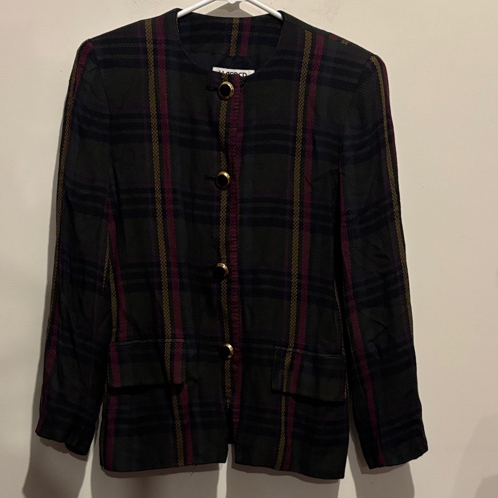 Vintage Kasper ASL Multicolor Women's Plaid Blazer Size 10